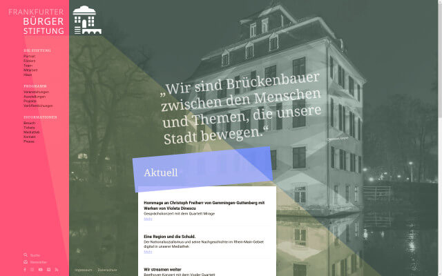 Screenshot Frankfurter Bürgerstiftung / Website / Home