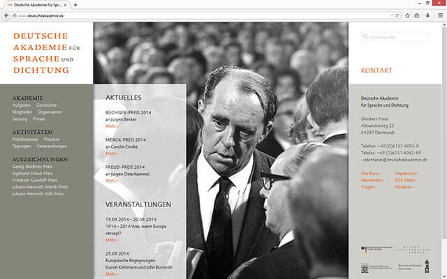 Screenshot 2014 Webdesign / Deutsche Akademie für Sprache und Dichtung
