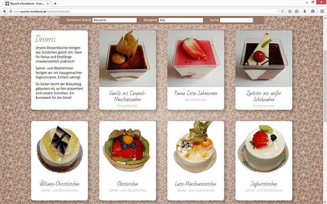 Screenshot Sortiment - Desserts
