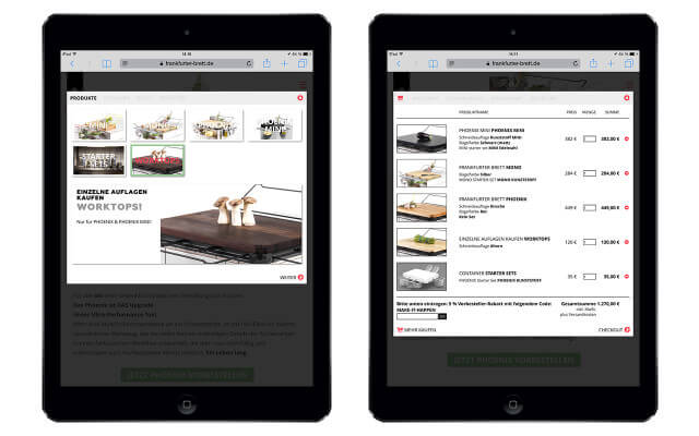 Screenshot Webdesign / Online Shop / mobiltauglich