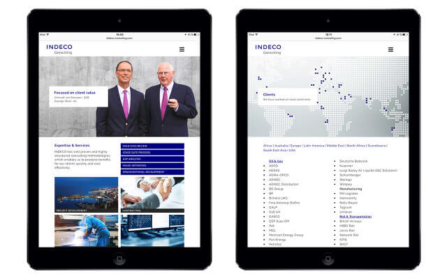 Screenshot Webdesign / Indeco Consulting / iPad portrait