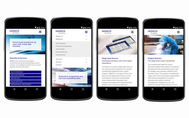 Screenshot Webdesign / Indeco Consulting / Smartphone