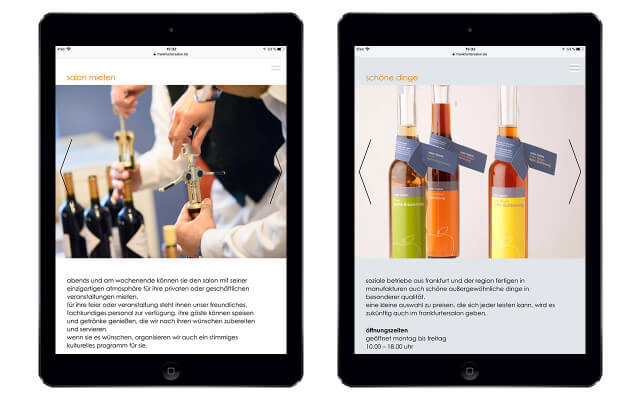 Screenshot frankfurtersalon / Webdesign / iPad hochkant