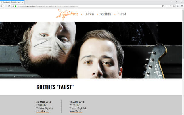 Screenshot Sterntheater / Webdesign / Projektseite Faust