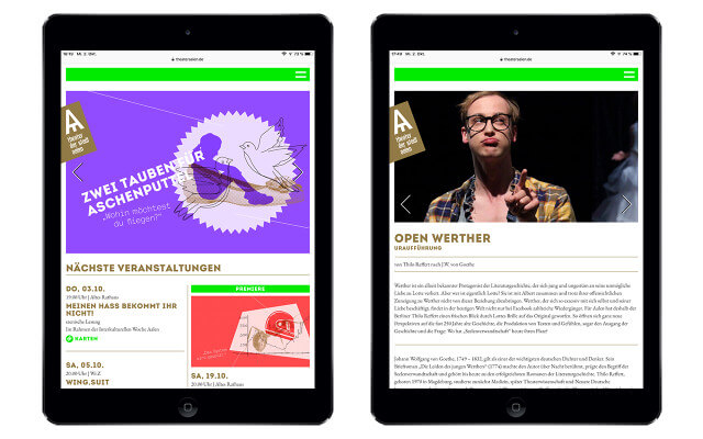 Screenshot Webdesign / Theater Aalen / iPad Air