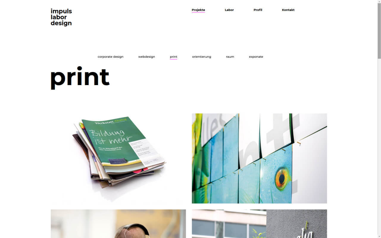 impuls labor design: impuls labor design / Website / Projekte Print