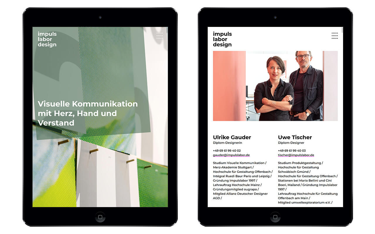 impuls labor design: impuls labor design / Website / iPad 2