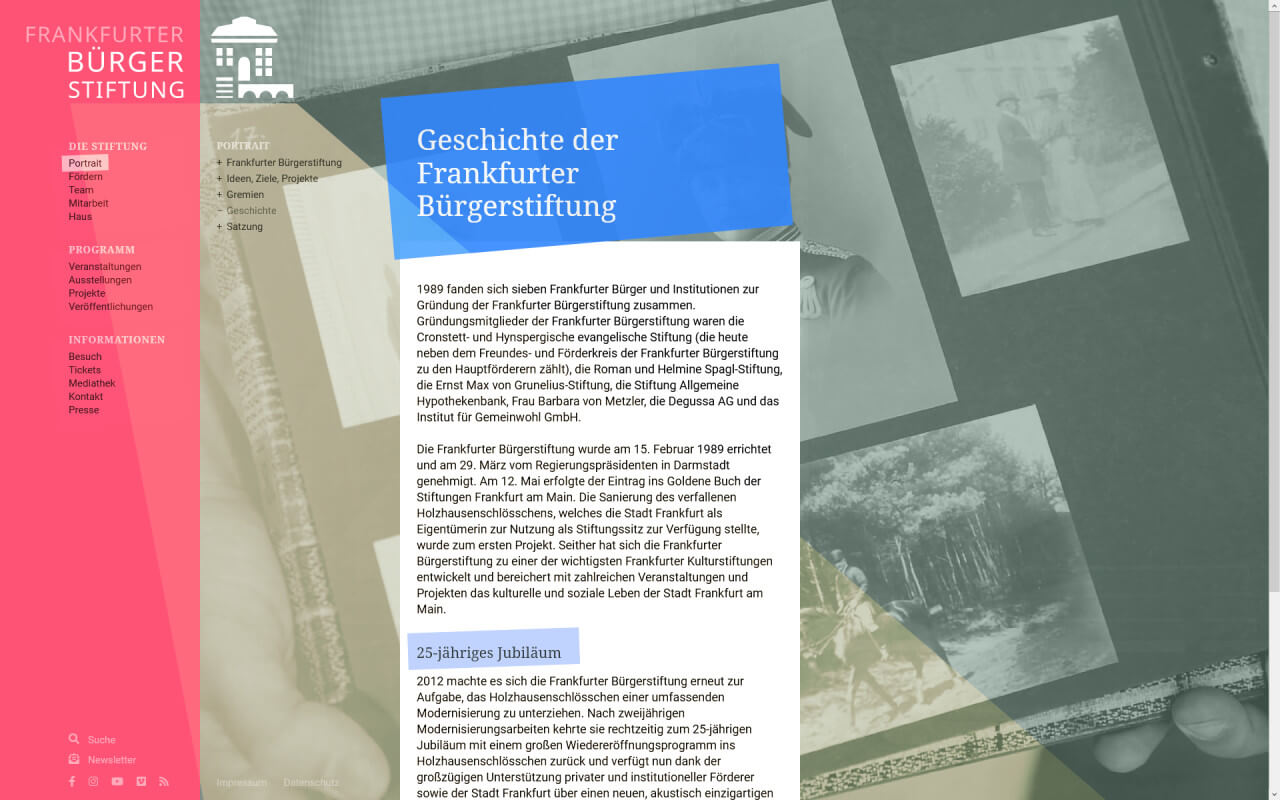 Frankfurter Bürgerstiftung: Frankfurter Bürgerstiftung / Website / Geschichte