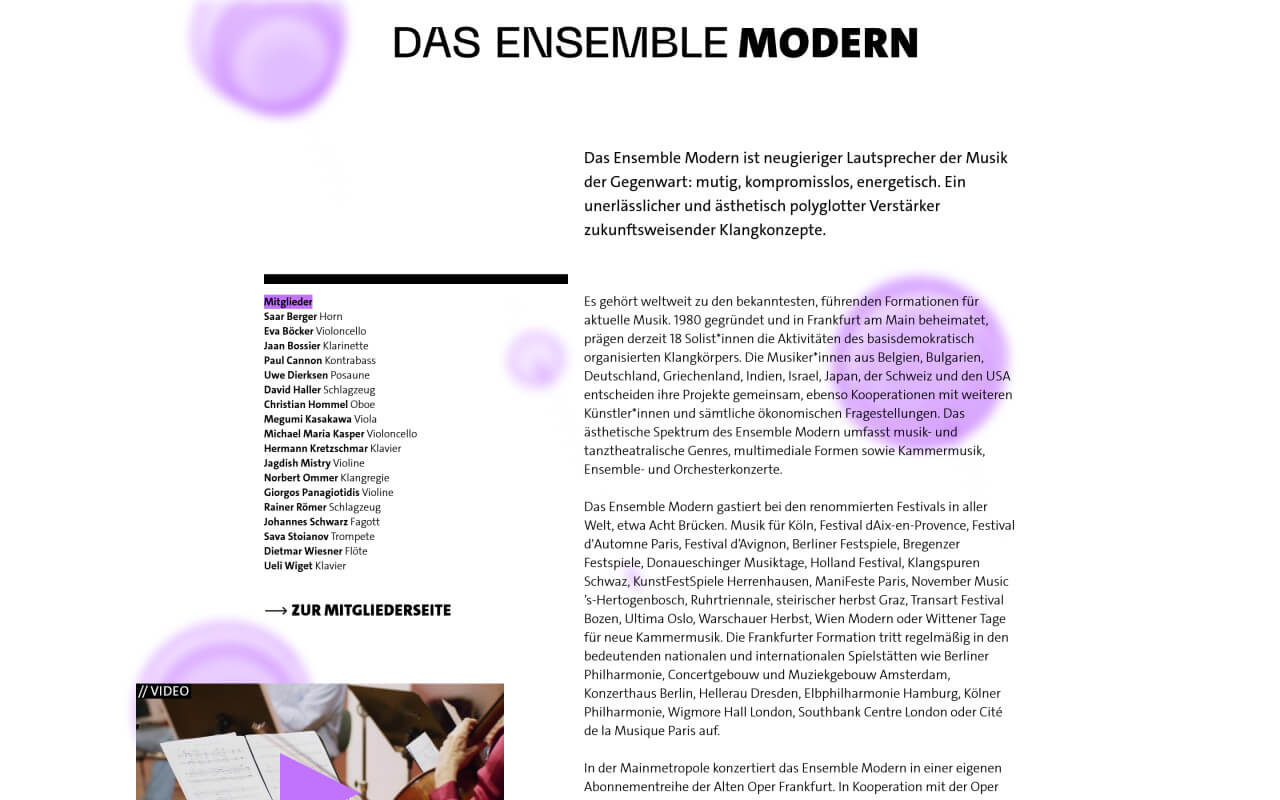 Ensemble Modern: Textseite