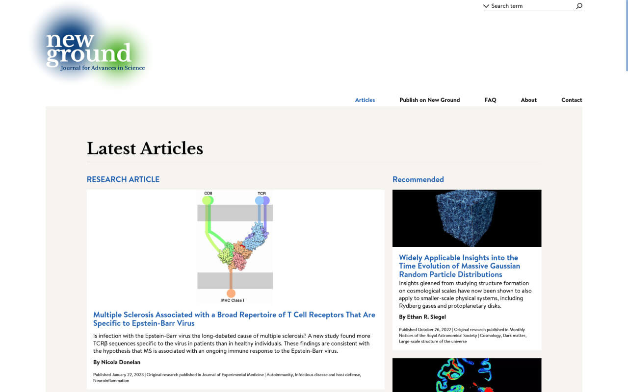 New Ground - Journal for Advances in Science: Latest Articles