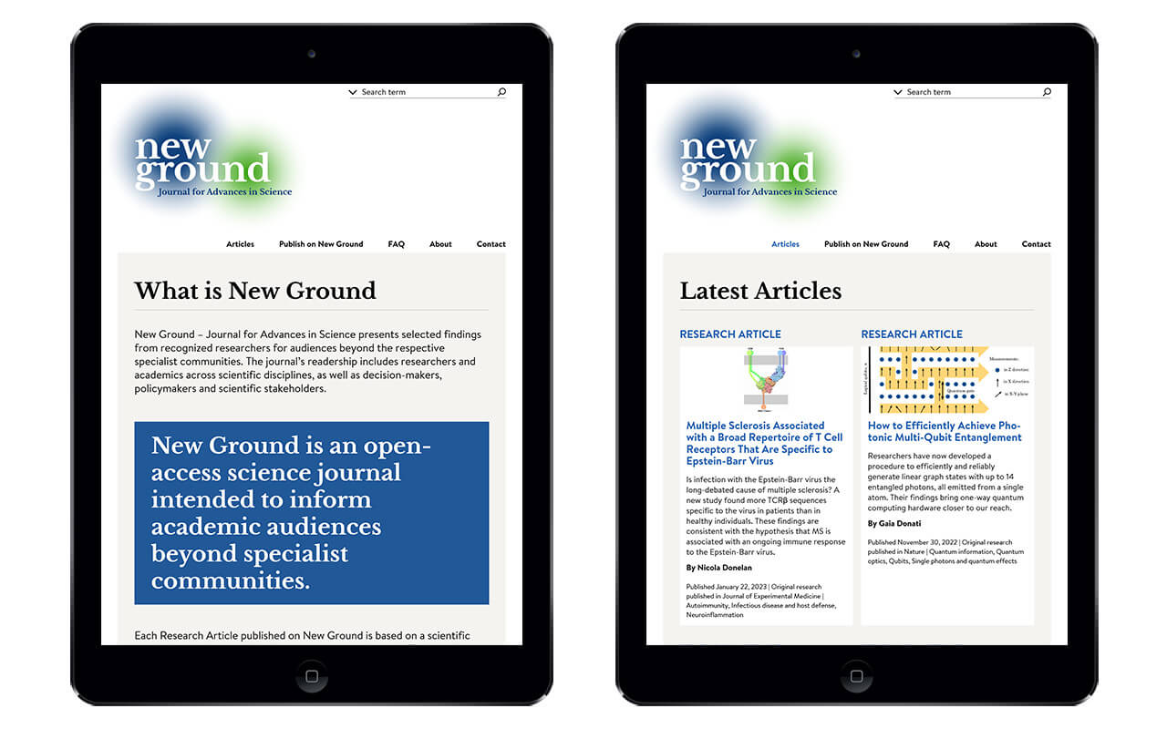 New Ground - Journal for Advances in Science: Tablet