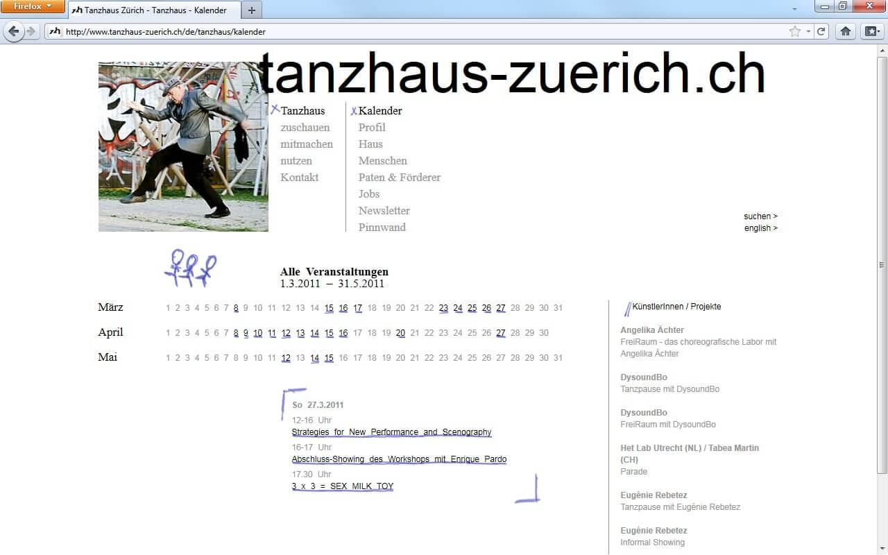Tanzhaus Zürich: Tanzhaus / Veranstaltungskalender