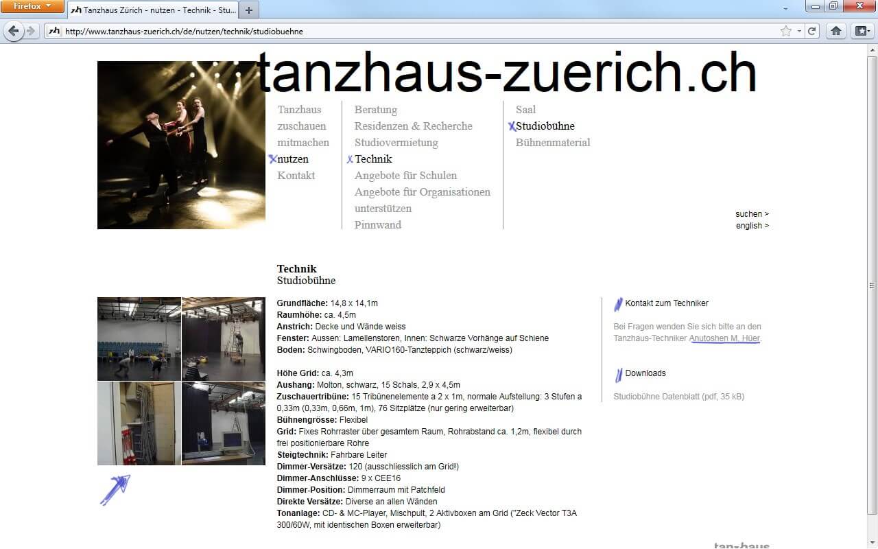 Tanzhaus Zürich: Technik / Studiobühne