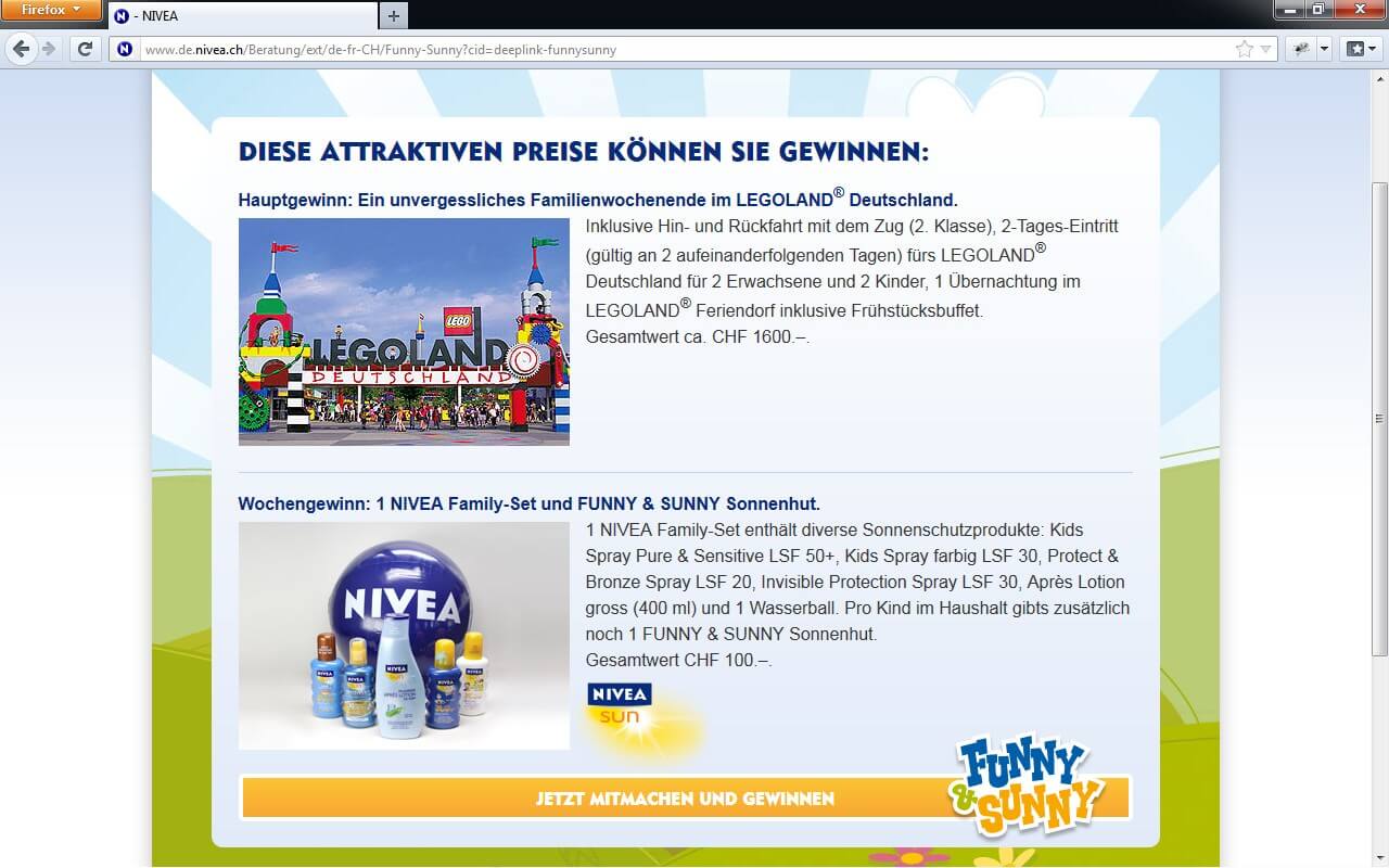 Nivea Schweiz / Beiersdorf: FUNNY & SUNNY - Preise