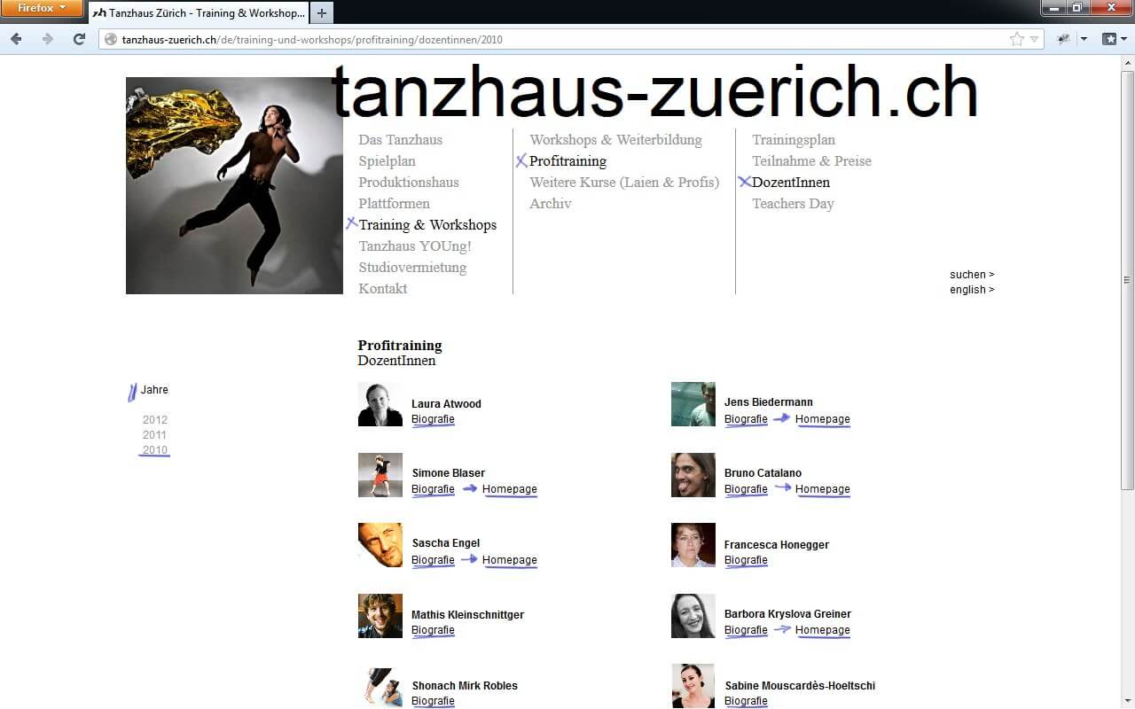 Tanzhaus Zürich: DozentInnen