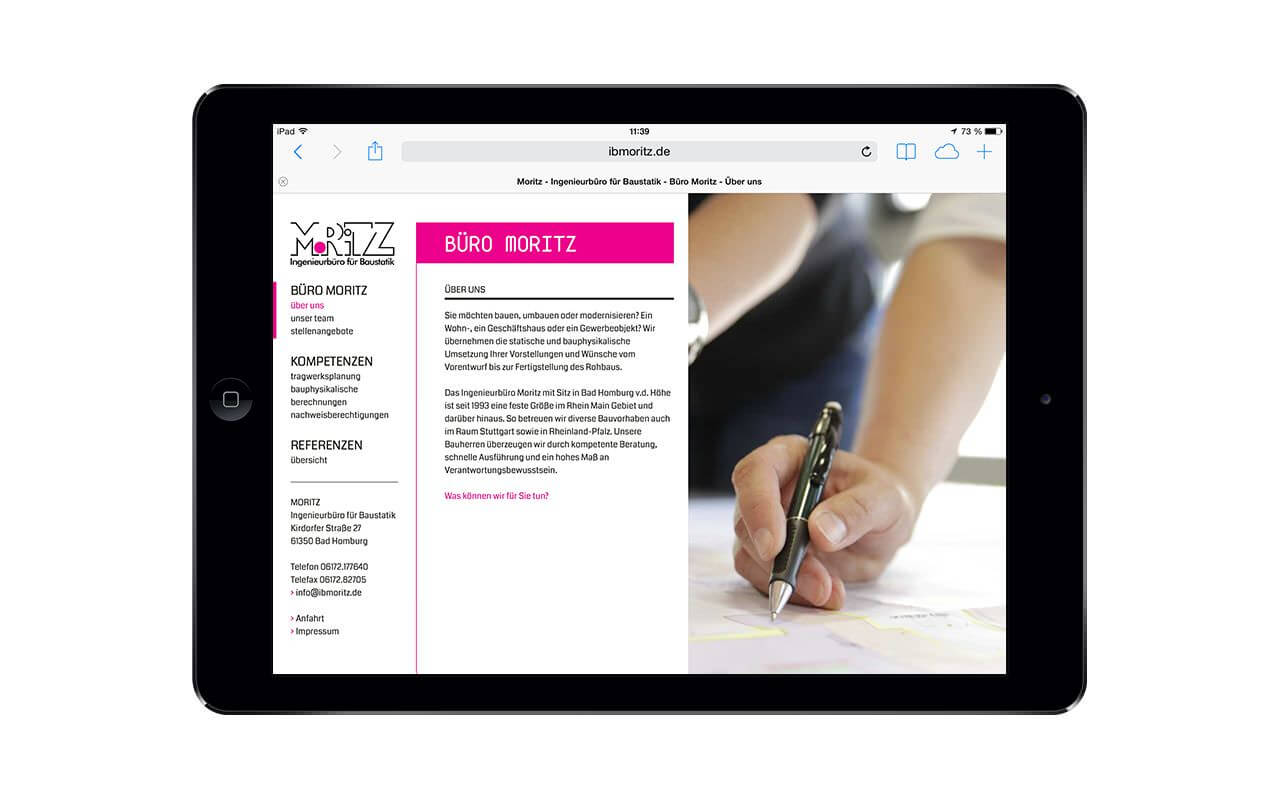 Moritz - Ingenieurbüro für Baustatik: iPad Air / Büro Moritz / Über uns (Originalansicht)