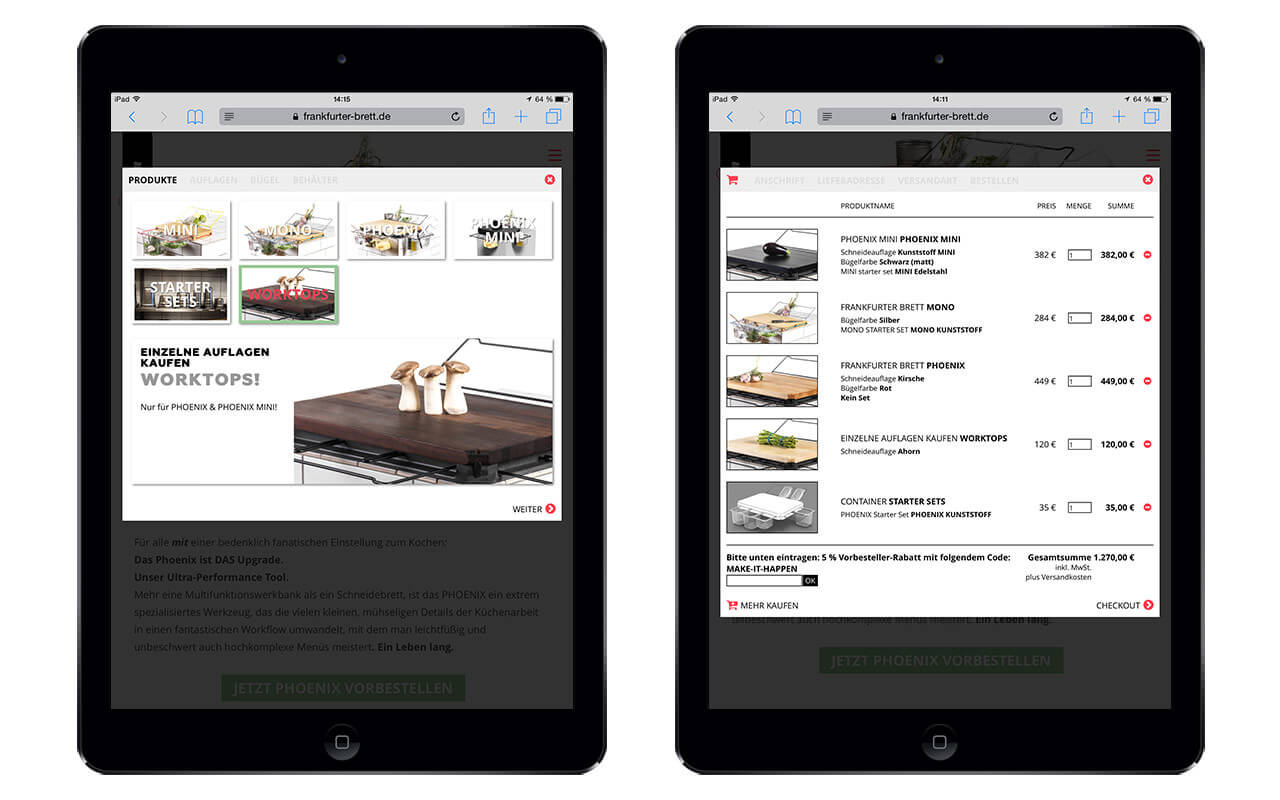 Frankfurter Brett GmbH: Webdesign / Online Shop / mobiltauglich