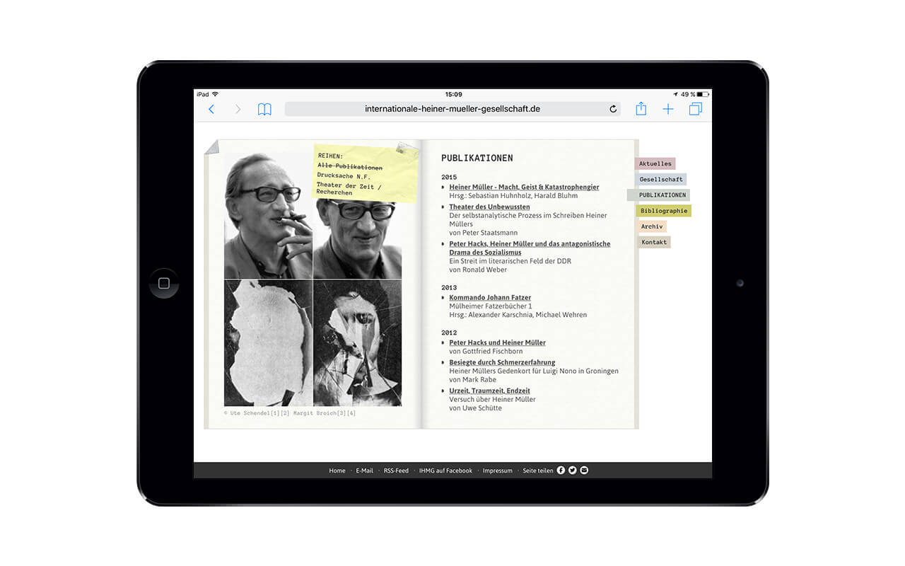 Internationale Heiner Müller Gesellschaft: iPad Air / Publikationen (Originalansicht)