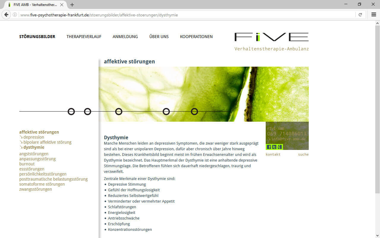 FIVE APP GmbH Verhaltenstherapie-Ambulanz: Störungsbilder / Affektive Störungen