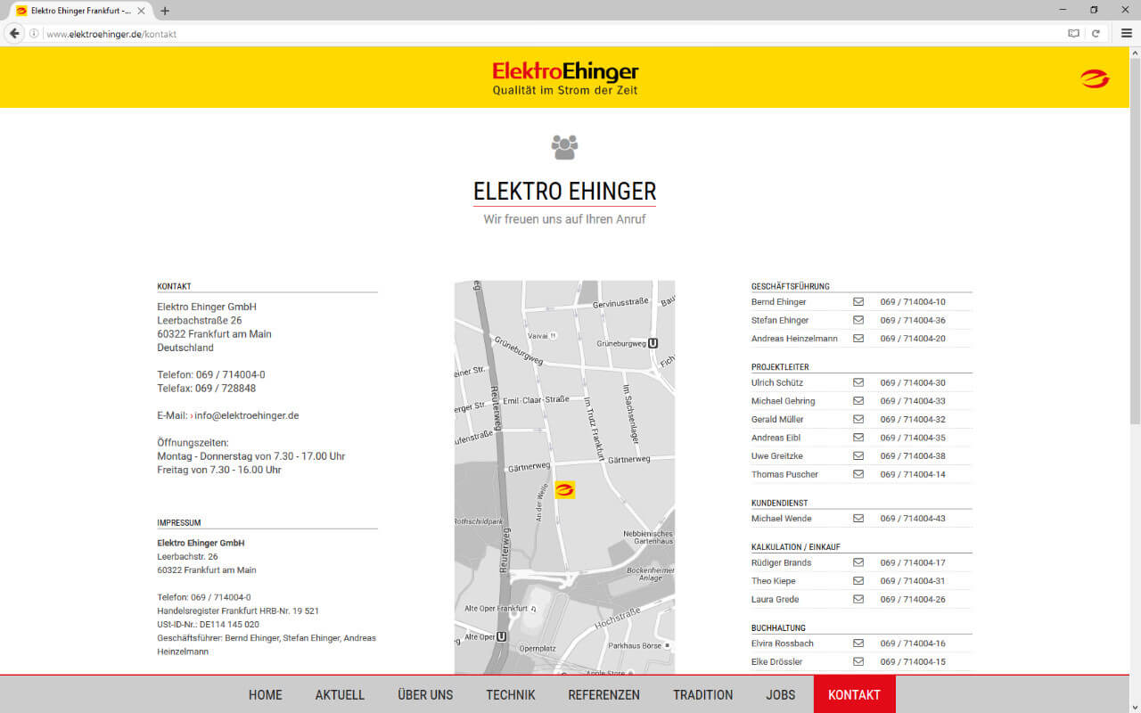 Elektro Ehinger GmbH: Webdesign / Elektro Ehinger / Kontakt