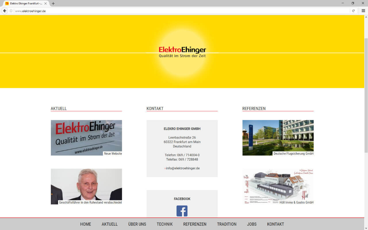 Elektro Ehinger GmbH: Webdesign / Elektro Ehinger / Landing Page 2