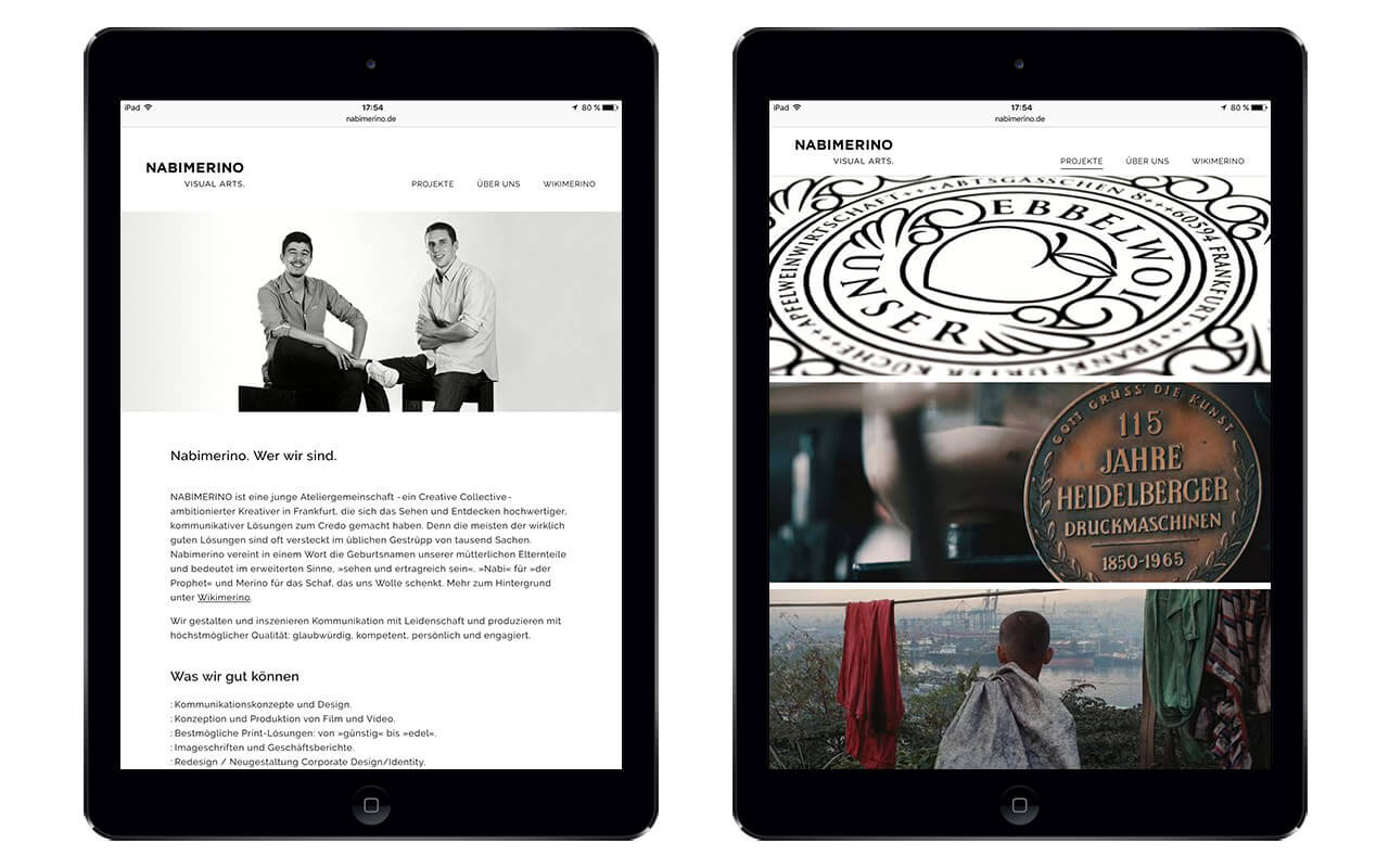 NABIMERINO Visual Arts.: Webdesign / Nabimerino / iPad hochkant