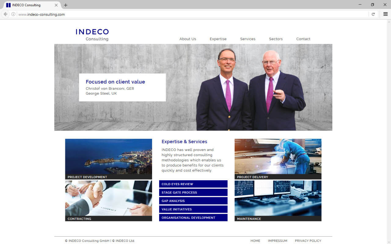 Indeco-Consulting GmbH: Webdesign / Indeco Consulting / Landing Page