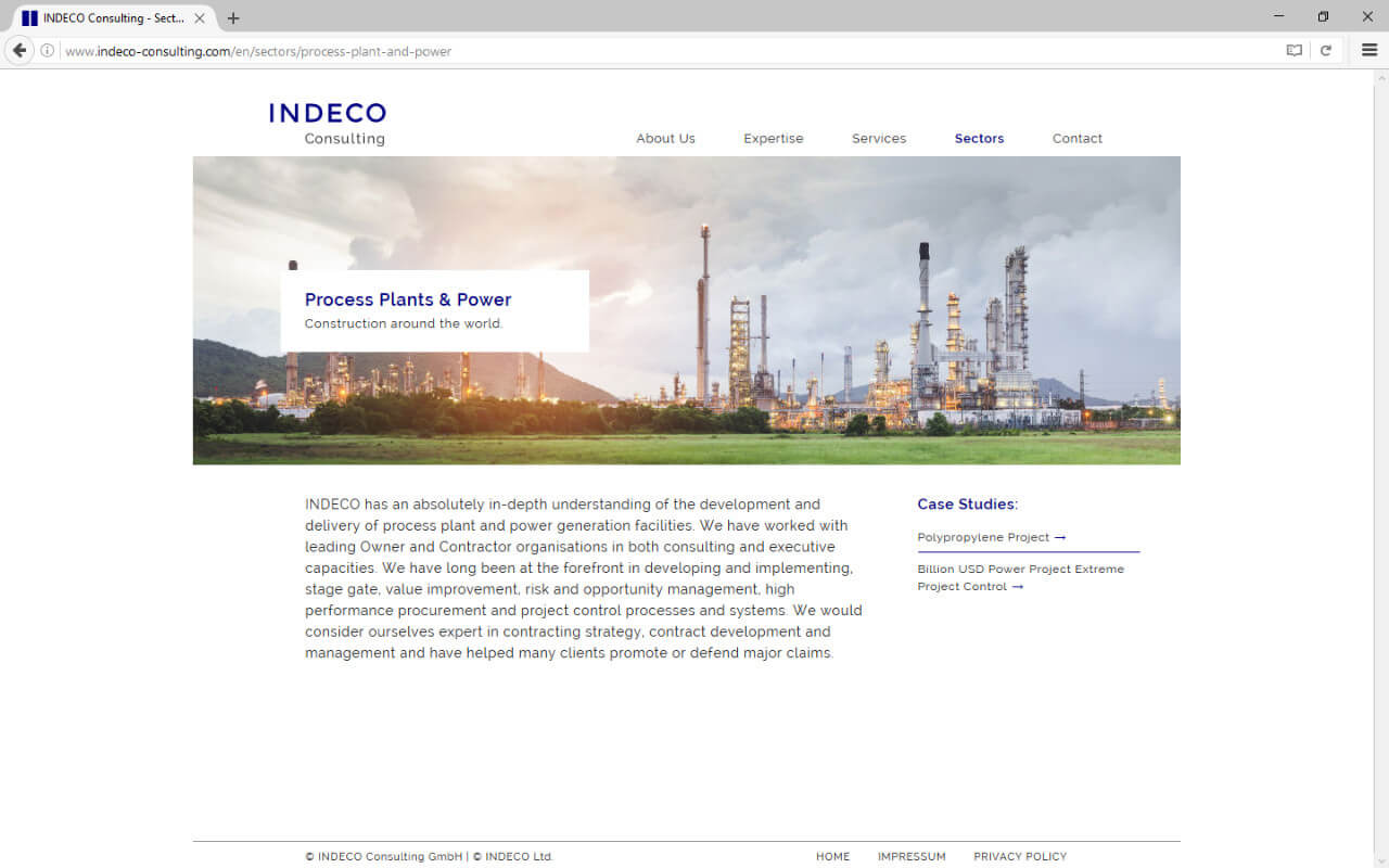 Indeco-Consulting GmbH: Webdesign / Indeco Consulting / Sectors