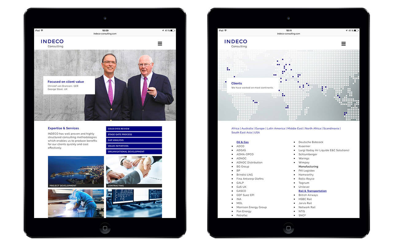 Indeco-Consulting GmbH: Webdesign / Indeco Consulting / iPad portrait