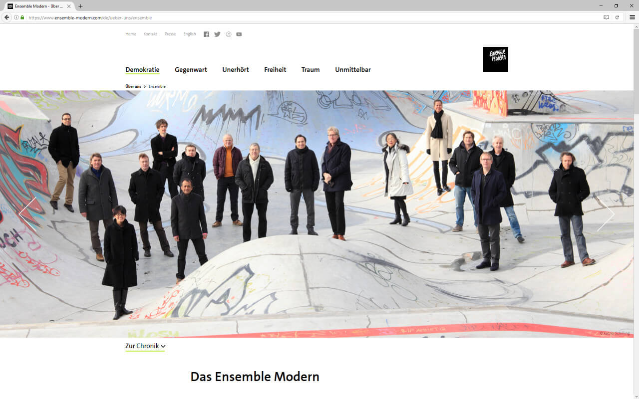 Ensemble Modern (2016): Webdesign / Ensemble Modern