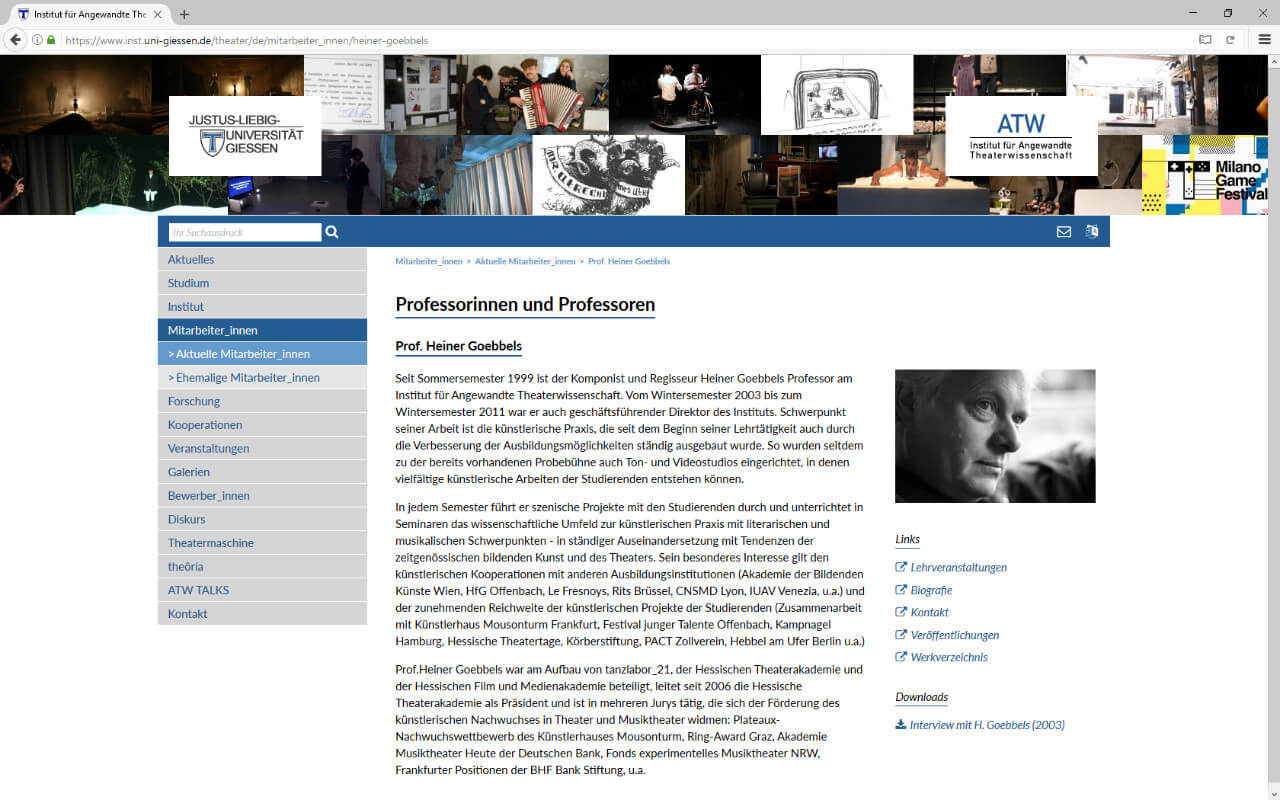 Institut für Angewandte Theaterwissenschaft: ProfessorInnen