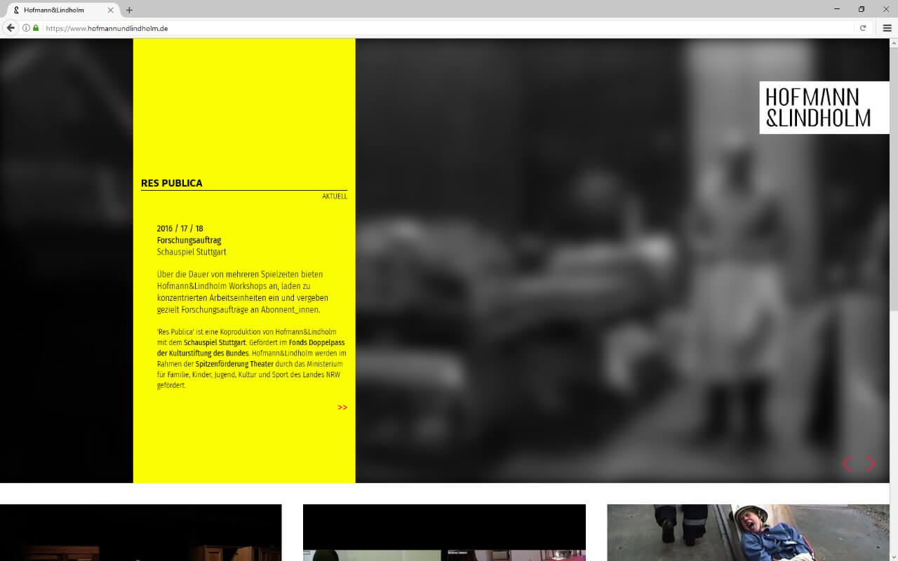 Hofmann&Lindholm: Landing Page / Webdesign