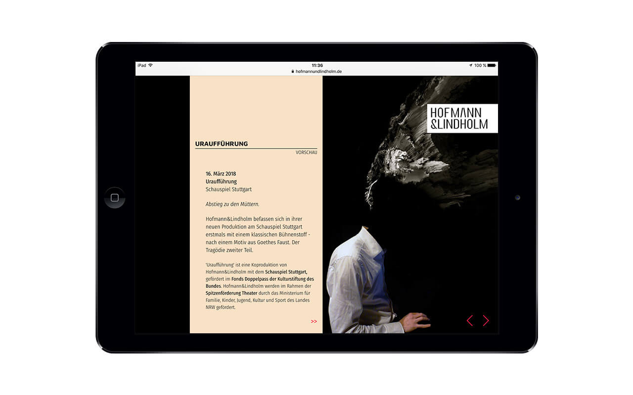 Hofmann&Lindholm: Aktuelle Meldung / Webdesign