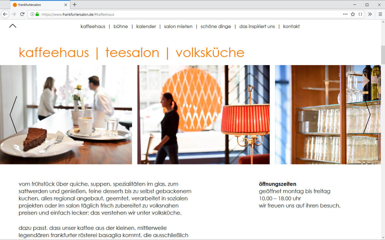 frankfurtersalon: frankfurtersalon / Webdesign / Kaffeehaus