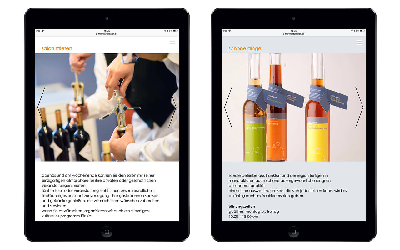 frankfurtersalon: frankfurtersalon / Webdesign / iPad hochkant