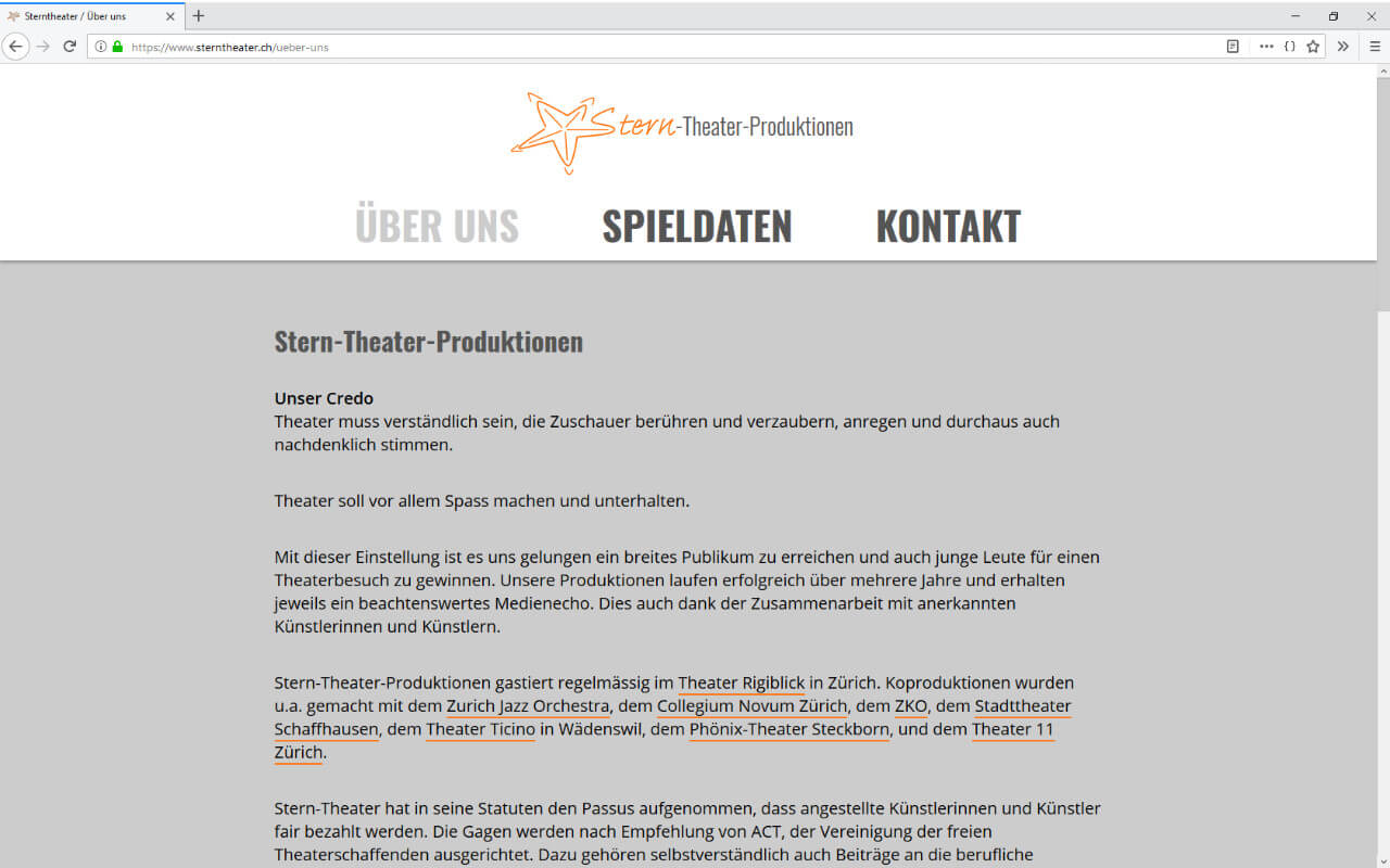 Stern-Theater-Produktionen: Sterntheater / Webdesign / Über uns