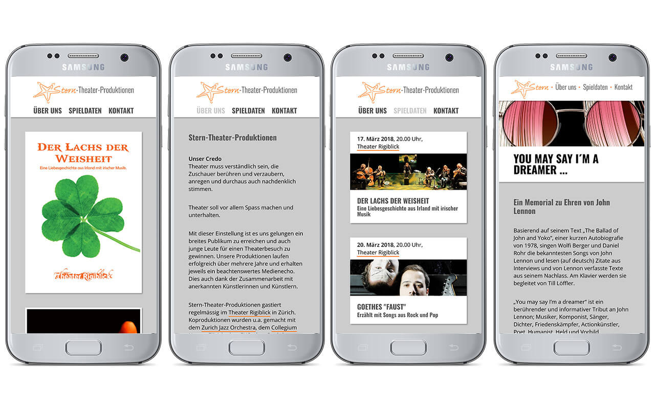 Stern-Theater-Produktionen: Sterntheater / Webdesign / Responsive / Smartphone