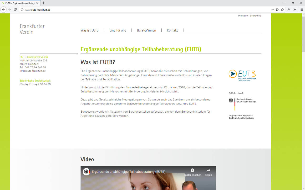 Frankfurter Verein / EUTB: Webdesign / EUTB / Start