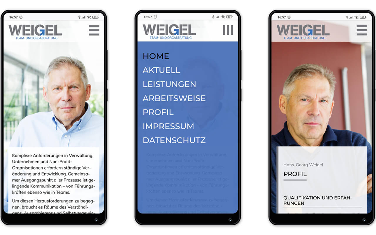 Weigel Team- und Orgaberatung: Webdesign / Mobile