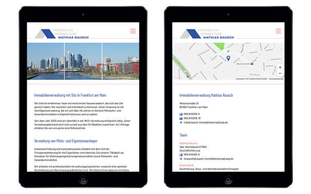 Screenshot Immobilienverwaltung Rausch / iPad