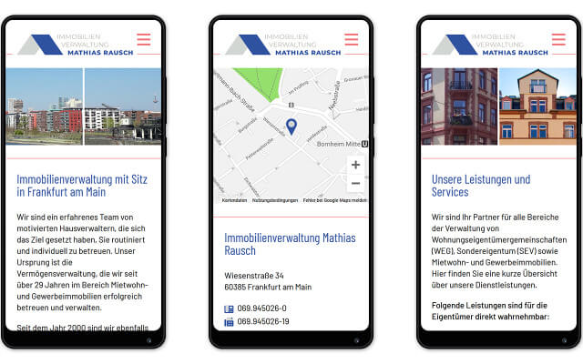 Screenshot Immobilienverwaltung Rausch / Website / Smartphone