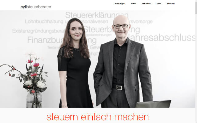 Screenshot Cyll Steuerberater / Website / Top