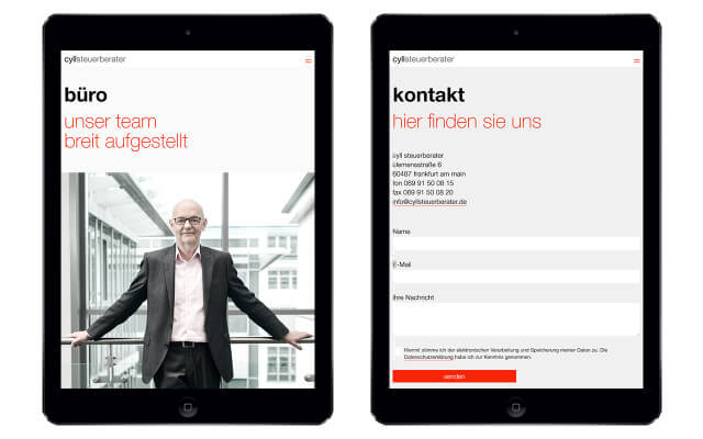 Screenshot Cyll Steuerberater / iPad / Portrait
