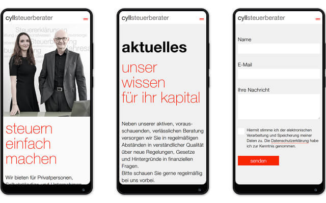 Screenshot Cyll Steuerberater / Smartphone