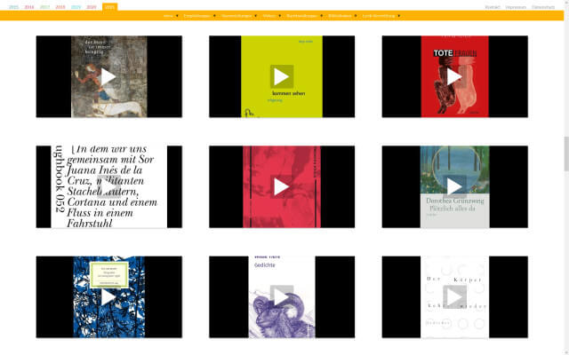 Screenshot Lyrik-Empfehlungen / Webdesign / Videos 2021