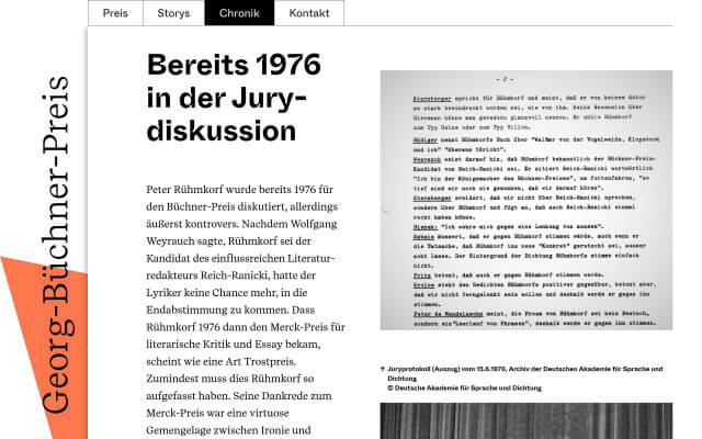 Screenshot Büchner-Preis-Chronik