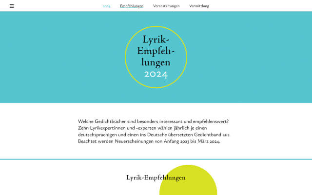 Screenshot Lyrik-Empfehlungen 2024