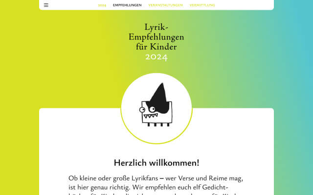 Screenshot Lyrik-Empfehlungen für Kinder 2024