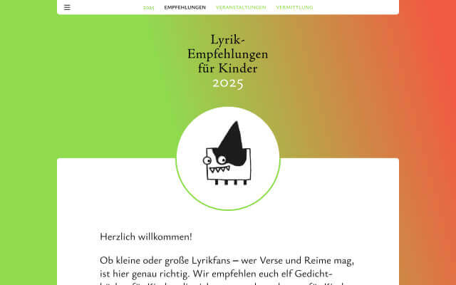 Screenshot Lyrik-Empfehlungen für Kinder 2025