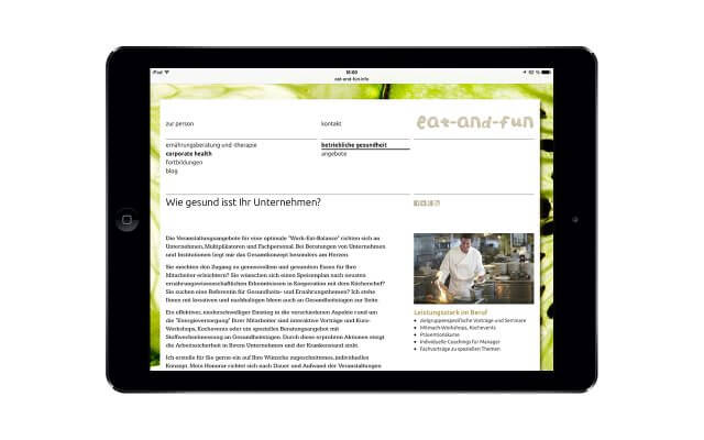 Screenshot iPad Air / Corporate Health (Originalansicht)
